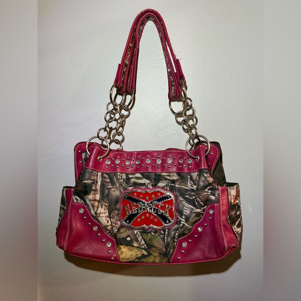 Hot Pink Camo Rhinestone Studded Redneck Purse
